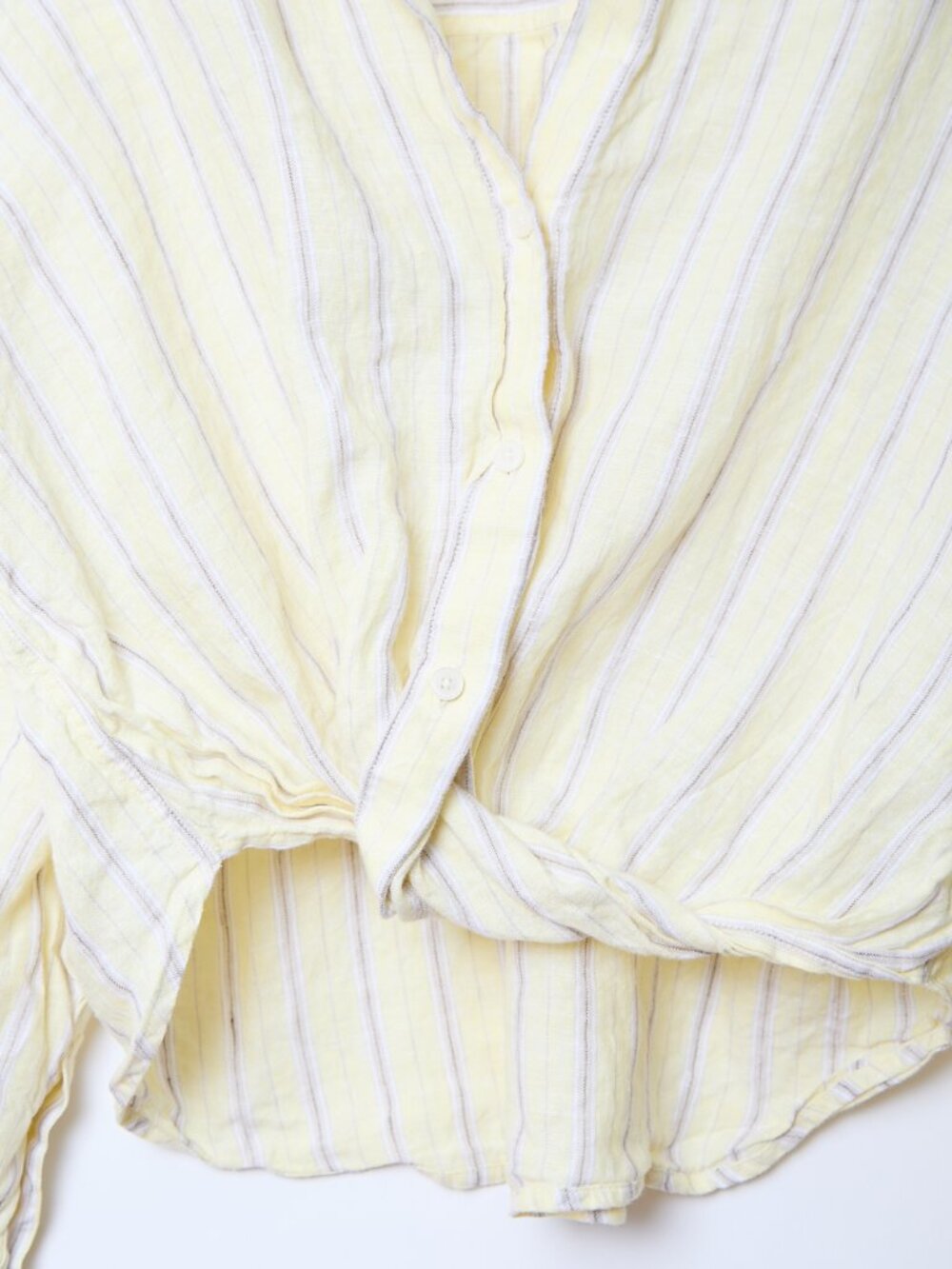 Aritzia Little Moon Portofino Relaxed 100% Linen Striped Button Up Shirt Coastal - Picture 7 of 10